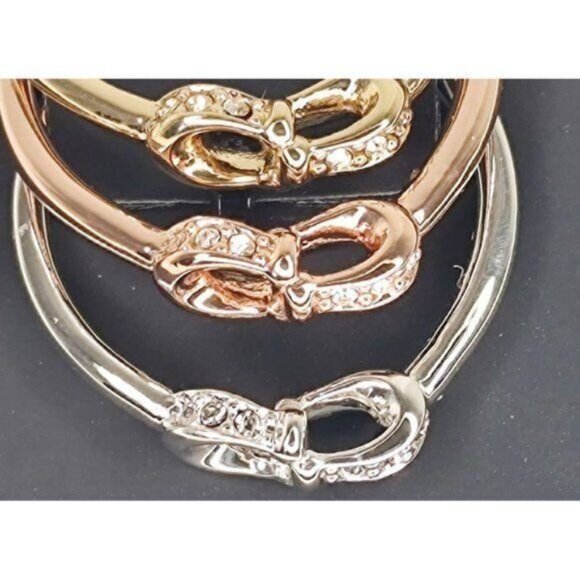 COACH Ring 7 Signature logo Pave Crystals Ring Set Set of 3 Stackables Interlock - Picture 6 of 6